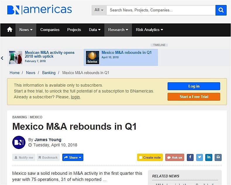 Mexico M&A rebounds in Q1